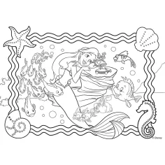 Disney Ariel 2 în 1 puzzle maxi cu 60 de piese și carte de colorat 70x50cm - Lisciani imaginea 2