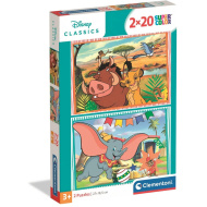 Disney Clasici: Regele Leu și Dumbo, puzzle Supercolor 2x20 piese - Clementoni