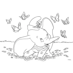 Disney Dumbo 2 în 1 puzzle maxi cu 35 piese și carte de colorat 70x50cm - Lisciani imaginea 2