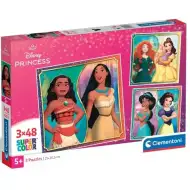 Disney+Prințese Supercolor 3x48 bucăți puzzle - Clementoni