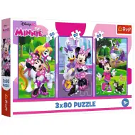 Disney: Puzzle Minnie Mouse și prietenii săi 3x80 bucăți - Trefl