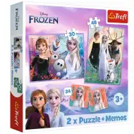 Disney: Regatul de gheață 2 - Prințese pe globul lor puzzle și joc de memorie 2 în 1 set - Trefl