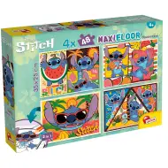 Disney Stitch 2 în 1 maxi puzzle 4x48 piese și carte de colorat 35x25cm - Lisciani