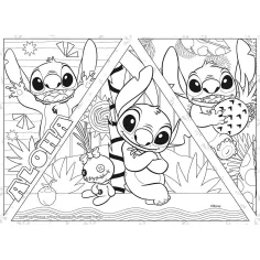 Disney Stitch 2 în 1 maxi puzzle 4x48 piese și carte de colorat 35x25cm - Lisciani imaginea 5