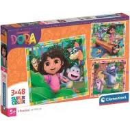 Dora Exploratoarea puzzle Supercolor 3x48 piese - Clementoni