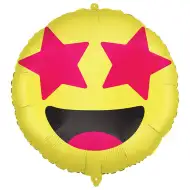 Emoji balon folie – Față zâmbitoare cu ochi de stea 46cm