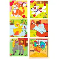 Cuburi de poveşti din lemn cu animale domestice