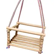 Leagăn natur din lemn cu frânghie 