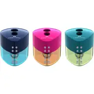 Faber-Castell: Ascuțitoare cu rezervor Grip cu două orificii, disponibilă în mai multe culori, 1 buc.