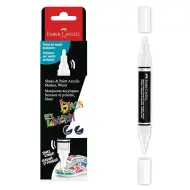 Faber-Castell: Black Edition Shake &amp; Paint marker alb cu două capete, de 3 mm și 1 mm