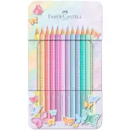 Faber-Castell: Set de 12 creioane colorate pastelate Sparkle, în cutie metalică