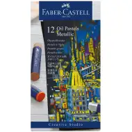 Faber-Castell: Set de 12 creioane pastel cu ulei, culori metalice