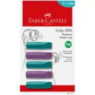 Faber-Castell: Set de 5 radiera cu capac GRIP în culorile mov și albastru