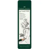 Faber-Castell: Set de 6 creioane grafit Castell 9000 în cutie metalică