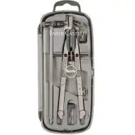 Faber-Castell: Set de compasuri de precizie – 4 piese, cu reglare rapidă, culoare argintie