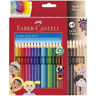 Faber-Castell: Set de creioane colorate GRIP, pachet de 24 bucăți cu 6 creioane de culoarea pielii