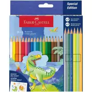 Faber-Castell: Set de creioane colorate cu dinozauri 18+6 buc