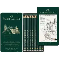 Faber-Castell: Set de creioane grafit 9000 Design, în cutie metalică, 12 bucăți
