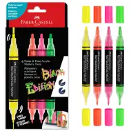 Faber-Castell: Set de markere colorate Black Edition Shake &amp; Paint cu două capete, 3mm și 1mm, 4 bucăți