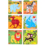 Puzzle lemn din cuburi – Animale safari