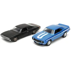 Fast & Furious: Pachet de 2 mașini 1969 Chevrolet Camaro și 1968 Dodge Charger Widebody, scară 1/32 - Jada Toys imaginea 6
