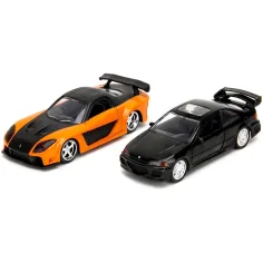 Fast & Furious: Seria Legacy Set model de mașini metalice Han’s Mazda RX-7 & Heist Honda Civic la scară 1/32 - Jada Toys imaginea 2