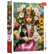Fată cu pisicuțe, puzzle de 1000 de piese - Trefl