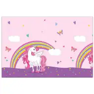 Față de masă din plastic cu unicorni curcubeu 120x180cm