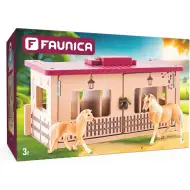 Faunica: Set de joacă grajd de cai din lemn cu 3 figurine – Woodyland