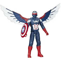 Figurină de joc Captain America cu mască Titan Hero Avengers de 29 cm - Hasbro imaginea 2