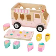 Fisher-Price: Mașină de înghețată din lemn cu sortator de forme - Mattel imaginea 2