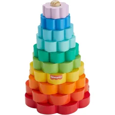 Fisher-Price: Piramidă din lemn cu inele - jucărie educativă - Mattel imaginea 2