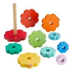 Fisher-Price: Piramidă din lemn cu inele - jucărie educativă - Mattel imaginea 3