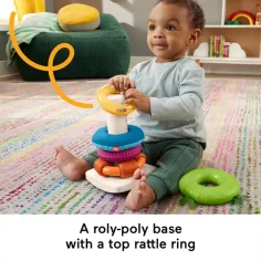Fisher-Price: Piramida inelară senzorială Rock-A-Stack™ - Mattel imaginea 3