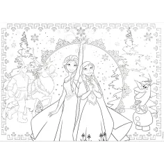 Frozen 2 în 1 puzzle de 250 piese și carte de colorat 50x35cm - Lisciani imaginea 3