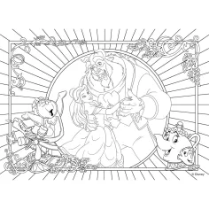 Frumoasa și Bestia 2 în 1 puzzle de 108 piese și carte de colorat 50x35cm - Lisciani imaginea 3