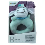 FunMuch: Măgar de pluș albastru cu zornăitor pentru bebeluși