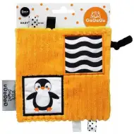GaGaGu: cârpă senzorială cu două fețe, cu model de pinguin și raton