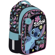 Ghiozdan/rucsac școlar cu imprimeu Disney Stitch, 4 compartimente, cu pompon albastru BPL58 40x29x19 cm