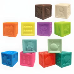 Happy World: Set de 12 cuburi moi pentru dezvoltarea simțului tactil imaginea 2