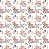 Hârtie de ambalat roz cu model de biciclete 100 x 70 cm