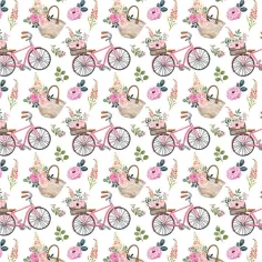 Hârtie de ambalat roz cu model de biciclete 100 x 70 cm