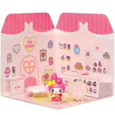 Hello Kitty: Figurină My Melody Tea Room cu casă decorabilă cu autocolante - Comansi imaginea 3