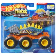 Hot Wheels Monster Trucks: Big Rigs Motosaurus cu șase roți, camion de tractare 1/64 – Mattel
