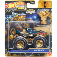 Hot Wheels Monster Trucks: Great Bite — mașinuță de campion cu cupă, 1/64 – Mattel
