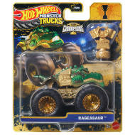 Hot Wheels Monster Trucks: Rageasaur mașinuță monster de campion cu trofeu 1/64 - Mattel