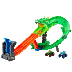 Hot Wheels Monster Trucks: Set de piste Cursa Dragonului - Mattel imaginea 2