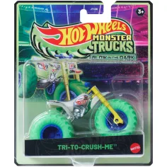Hot Wheels Monster Trucks: Try-To-Crush-Me mașinuță care luminează în întuneric 1/64 - Mattel
