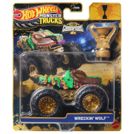 Hot Wheels Monster Trucks: Wreckin Wolf mașinuță Monster de campion cu cupă 1/64 - Mattel