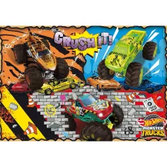 Hot Wheels Monster trucks 2 x puzzle maxi de podea cu 60 de piese, 50x35cm - Lisciani imaginea 2